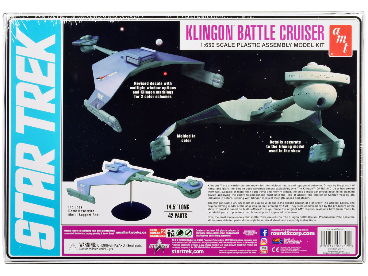 Skill 2 Model Kit "Klingon Warrior Empire" Alien Battle Cruiser "Star Trek" (1966-1969) TV Series 1/650 Scale Model