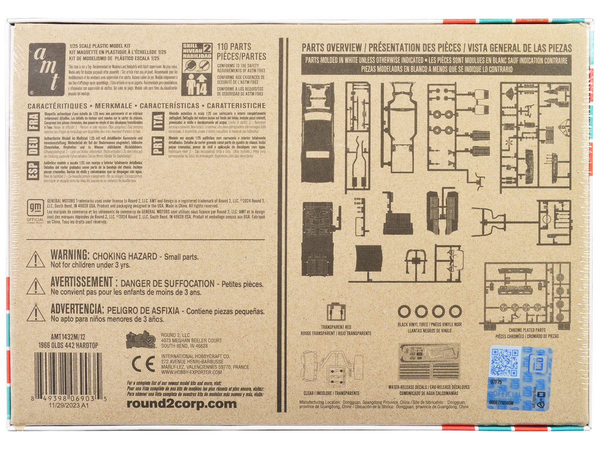Skill 2 Model Kit 1966 Oldsmobile 442 W-30 Hardtop 1/25 Scale Model