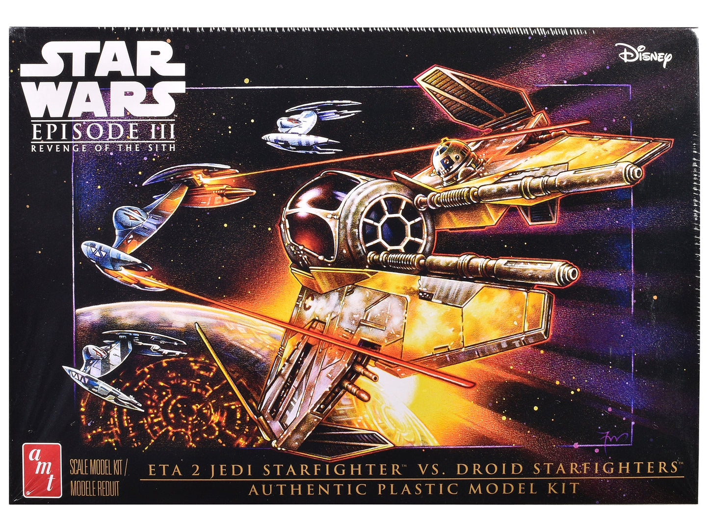 Skill 2 Model Kit ETA 2 Jedi Starfighter VS. Droid Starfighters 4 Model Set "Star Wars: Episode III - Revenge of the Sith" (2005) Movie 1/48 Scale Model