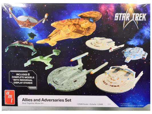 Skill 2 Model Kit Allies and Adversaries Space Ship Set "Star Trek" Franchise 1/2500 Scale Model