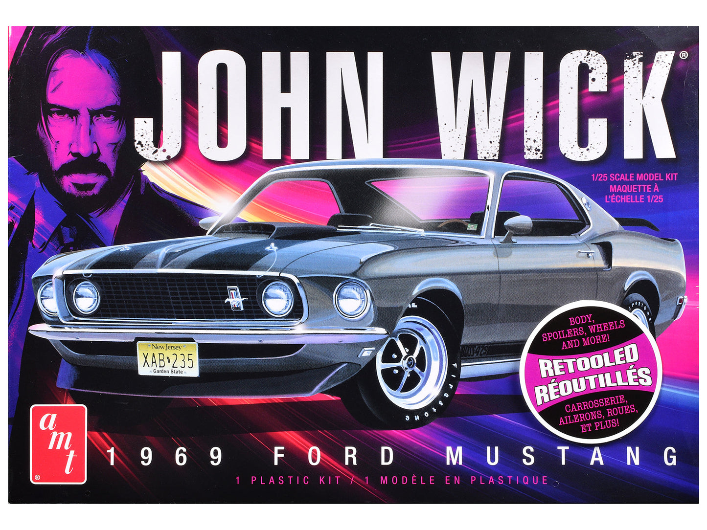 Skill 2 Model Kit 1969 Ford Mustang "John Wick" (2014) Movie 1/25 Plastic Model