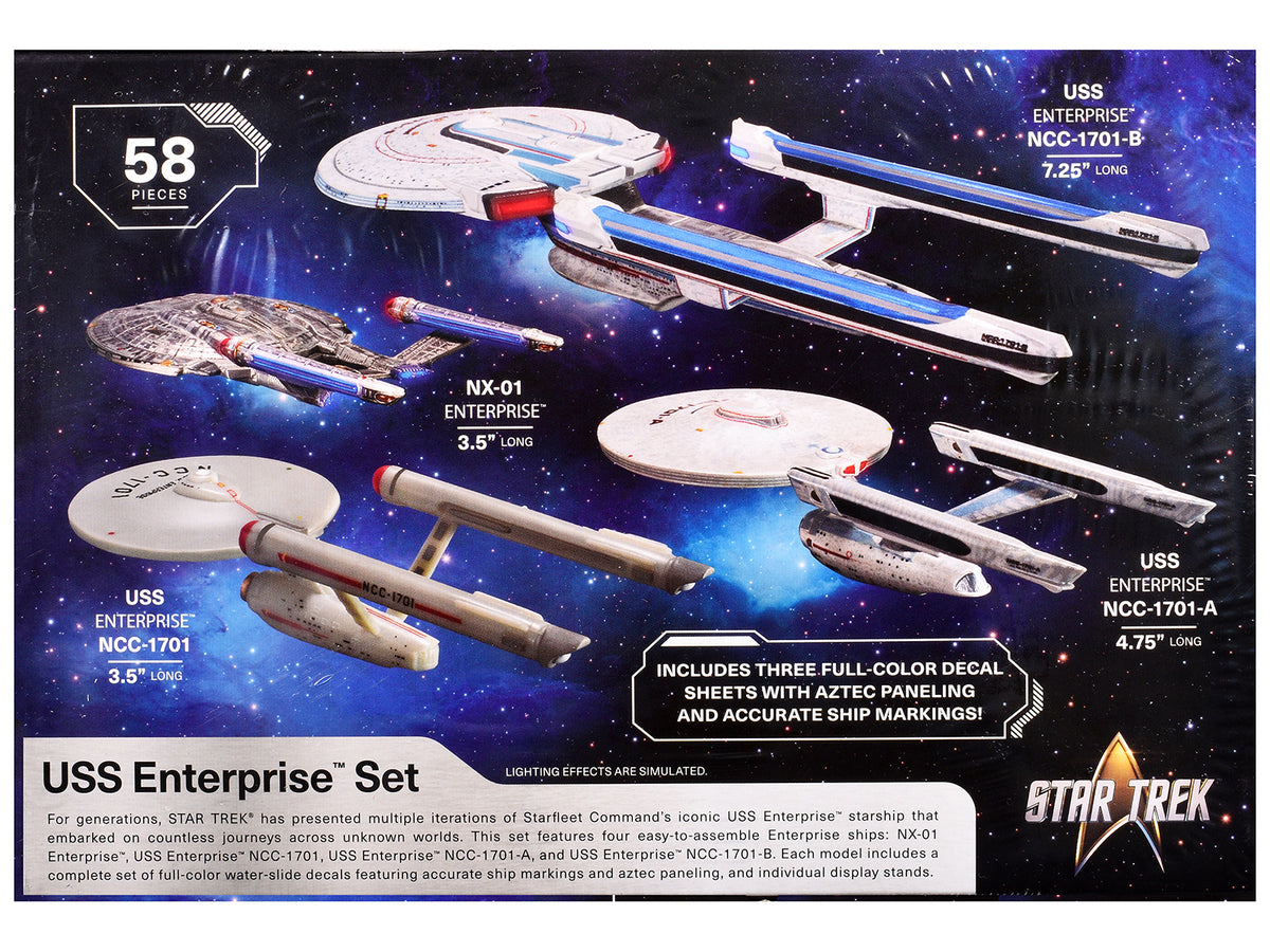 Skill 2 Model Kit U.S.S. Enterprise Four Ship Set "Star Trek" 1/2500 Scale Model