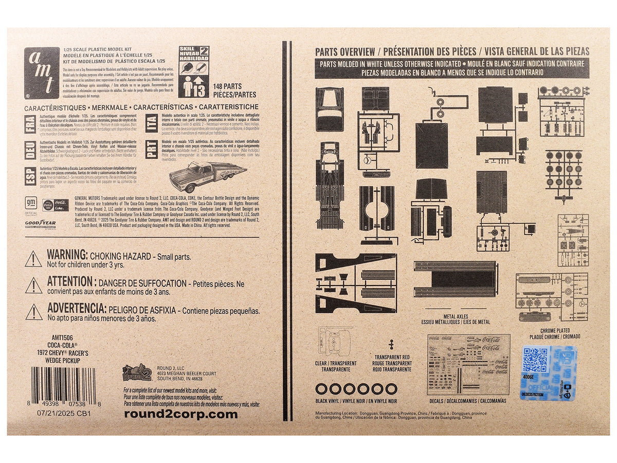 Skill 2 Model Kit 1972 Chevrolet Pickup Truck "Racer's Wedge" 2-in-1 Kit "Coca-Cola" 1/25 Scale Model