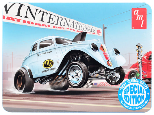 Skill 2 Model Kit 1933 Willys Gasser "Ohio George" with Collectible Tin Packaging 1/25 Scale Model