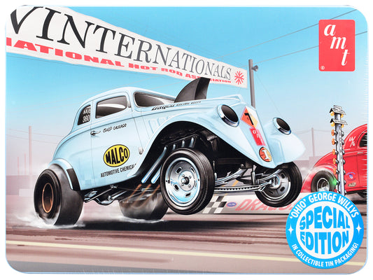 Skill 2 Model Kit 1933 Willys Gasser "Ohio George" with Collectible Tin Packaging 1/25 Scale Model