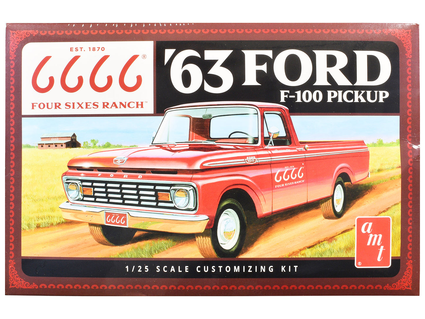 Skill 2 Model Kit 1963 Ford F-100 Pickup Truck "Four Sixes Ranch" 3-in-1 Kit 1/25 Scale Model