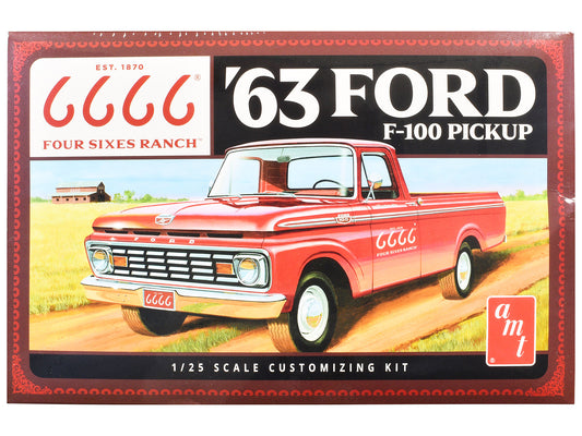 Skill 2 Model Kit 1963 Ford F-100 Pickup Truck "Four Sixes Ranch" 3-in-1 Kit 1/25 Scale Model