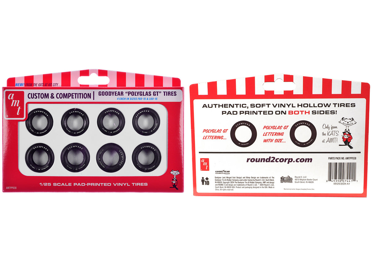 Model Kit "Goodyear Polyglas GT" Tires Set of 8 Pieces for 1/25 Scale Models