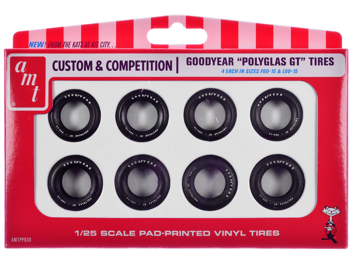 Model Kit "Goodyear Polyglas GT" Tires Set of 8 Pieces for 1/25 Scale Models