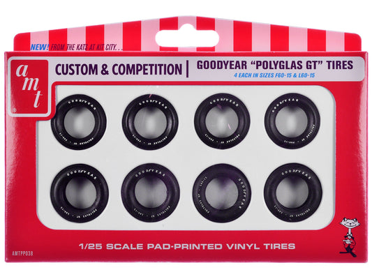 Model Kit "Goodyear Polyglas GT" Tires Set of 8 Pieces for 1/25 Scale Models