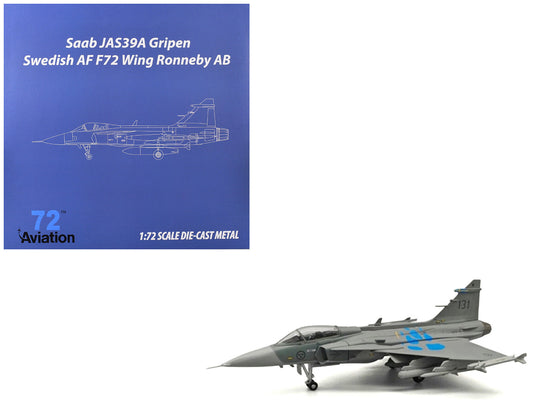Saab JAS 39A Gripen Fighter Aircraft "131 F 7 Wing Cat’s Paw Livery Satenas Air Base" (2006) Swedish Air Force 1/72 Diecast Model Airplane