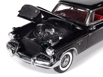 1957 Studebaker Golden Hawk Midnight Black with Red Interior 1/18 Diecast Model
