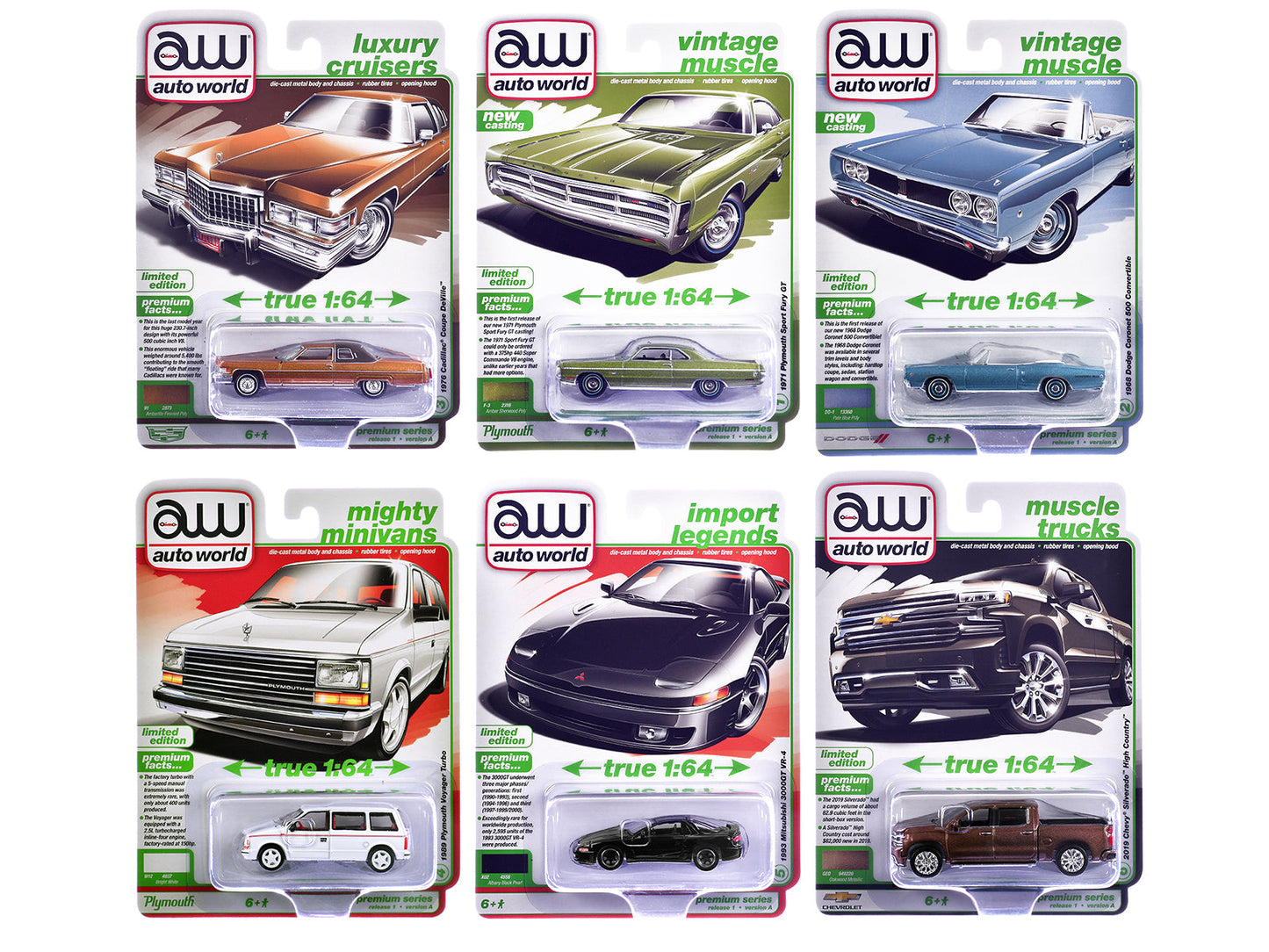 Auto World Premium 2026 Release 1 Set A of 6 pieces 1/64 Diecast Model Cars