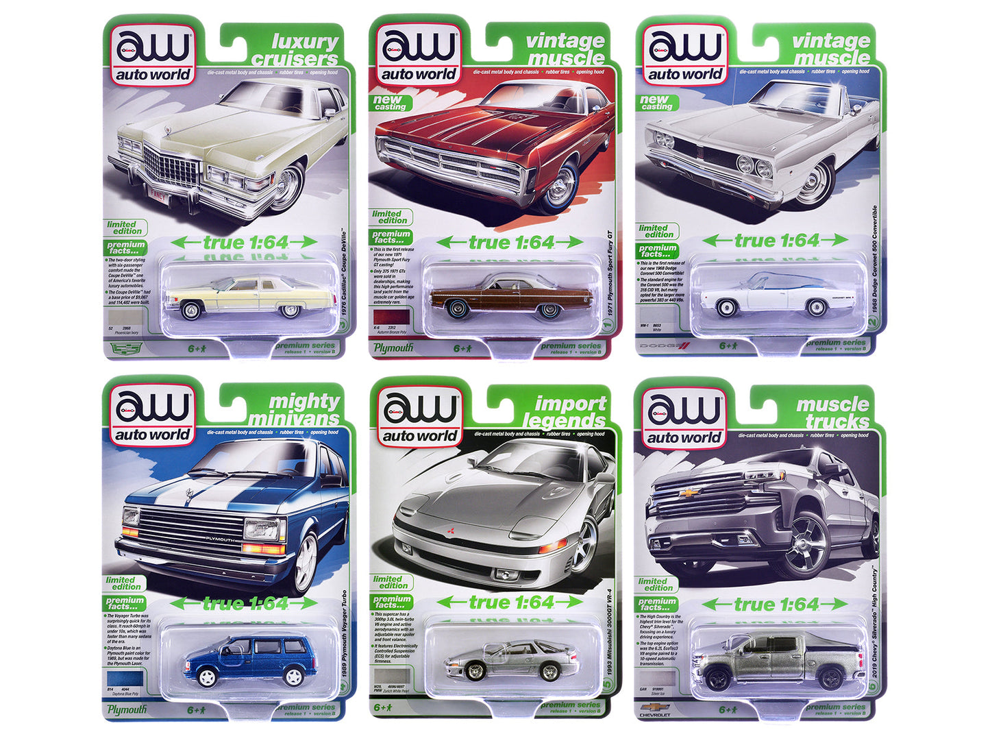 Auto World Premium 2026 Release 1 Set B of 6 pieces 1/64 Diecast Model Cars