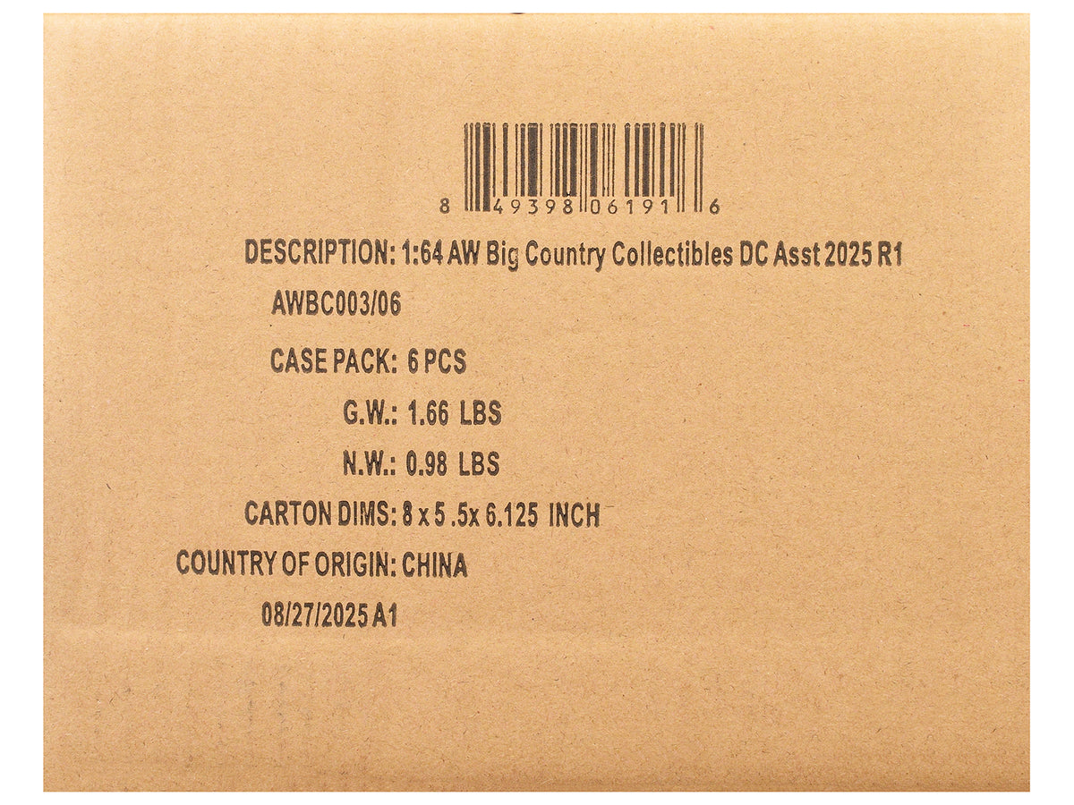 Big Country Collectibles 2025 Release 1 Set of 6 pieces 1/64 Diecast Model Cars