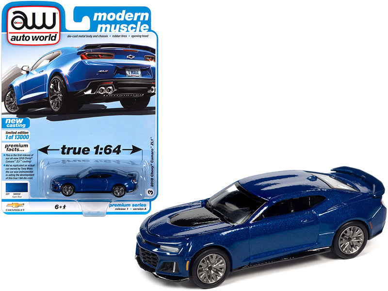 2018 Chevrolet Camaro ZL1 Hyper Blue Metallic "Modern Muscle" Limited Edition to 13000 pieces Worldwide 1/64 Diecast Model Car