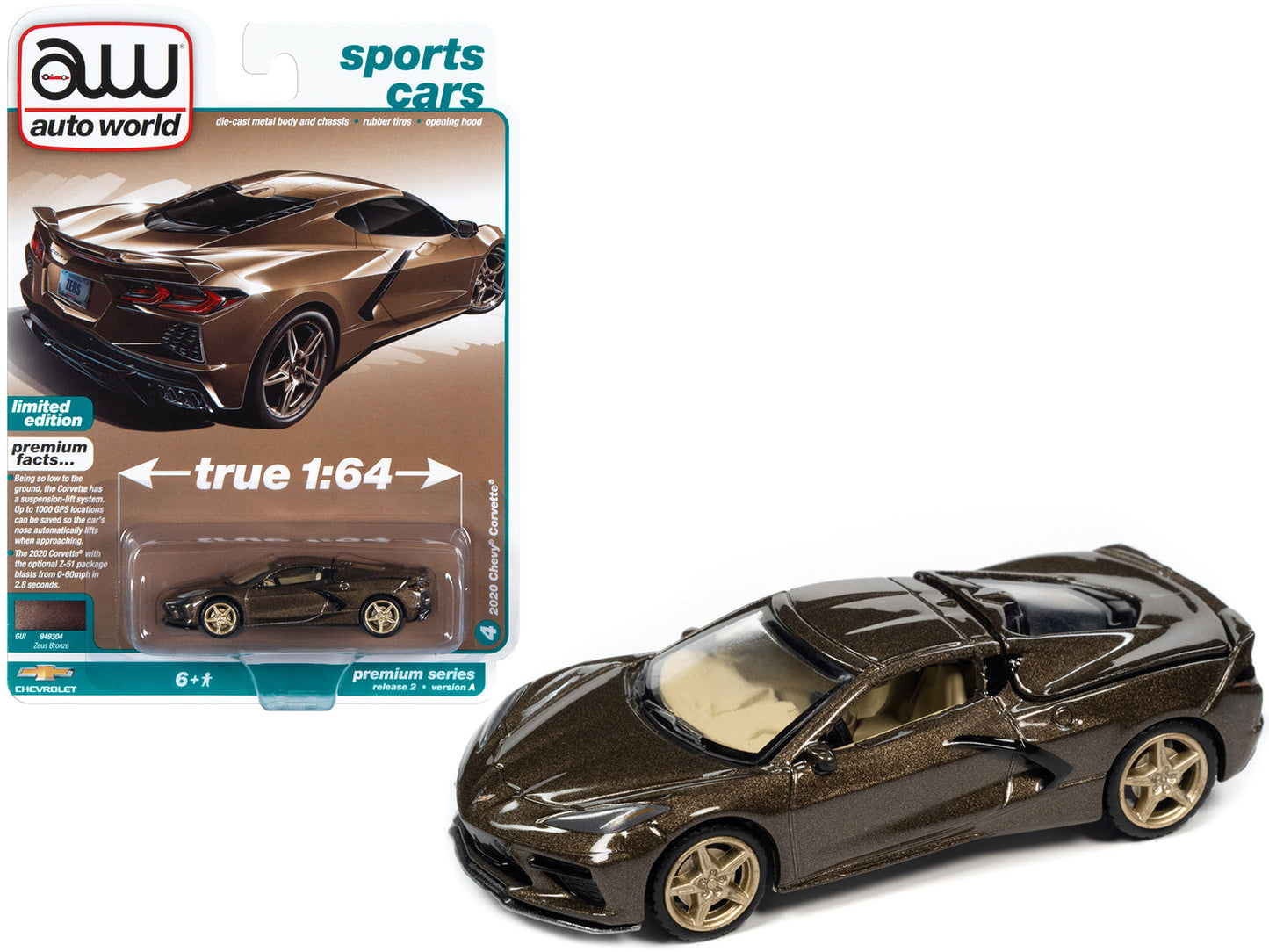 2020 Chevrolet Corvette Zeus Bronze Metallic "Sports Cars" Limited Edition 1/64 Diecast Model Car