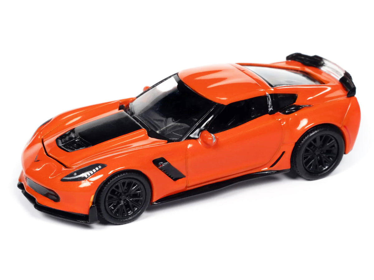 2019 Chevrolet Corvette Z06 Sebring Orange with Black Hood "Sports Cars" Series 1/64 Diecast Model Car