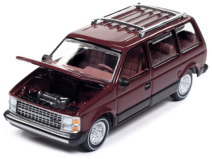 1985 Dodge Caravan Van Crimson Red and Black "Mighty Minivans" Series 1/64 Diecast Model Car