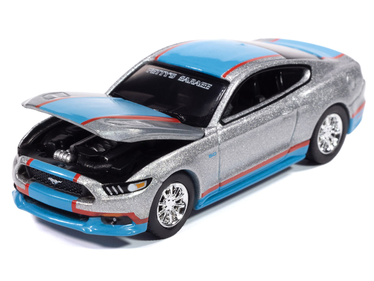 2017 Ford Mustang GT Tribute Edition "Petty's Garage" Ingot Silver Metallic with Petty Blue and Red Stripes "Modern Muscle" Series 1/64 Diecast Model Car
