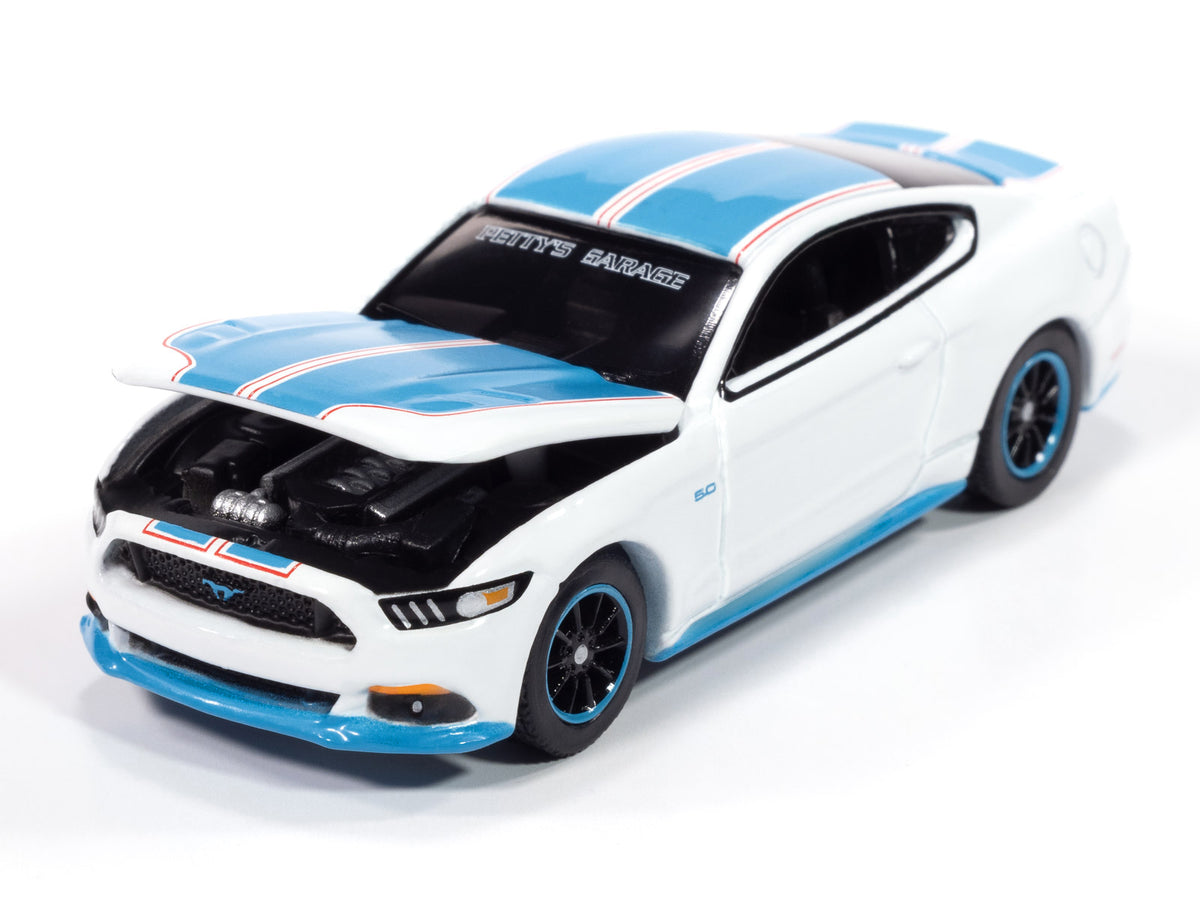 2016 Ford Mustang GT King Premier Edition "Petty's Garage" Oxford White with Petty Blue Stripes "Modern Muscle" Series 1/64 Diecast Model Car
