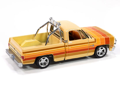 1981 Chevrolet Silverado Fleetside Pickup Truck Cream with Stripes "Hobby Exclusive" Series 1/64 Diecast Model Car