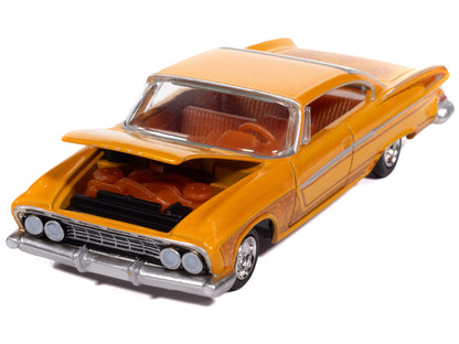1961 Dodge Dart Phoenix Lowrider Mango Smoothie Metallic with Graphics and Orange Interior "Vintage Muscle" Series 1/64 Diecast Model Car