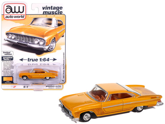 1961 Dodge Dart Phoenix Lowrider Mango Smoothie Metallic with Graphics and Orange Interior "Vintage Muscle" Series 1/64 Diecast Model Car