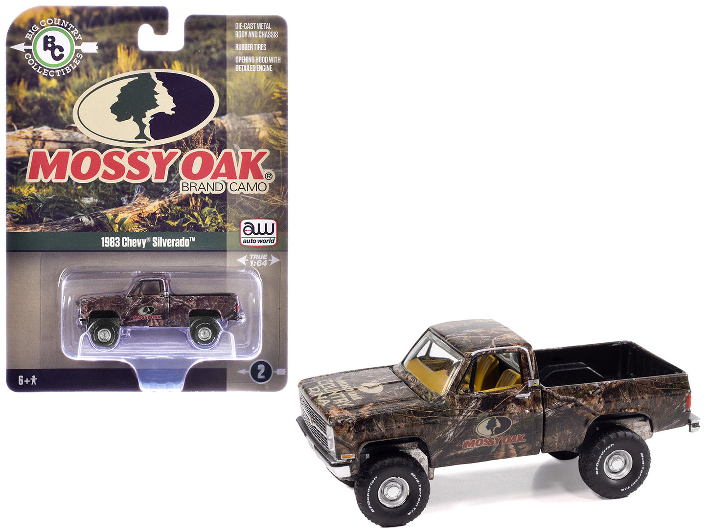 1983 Chevrolet Silverado Pickup Truck "Mossy Oak" Camouflage Livery "Big Country Collectibles" 2025 Series 1/64 Diecast Model Car