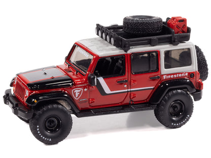 2018 Jeep Wrangler JK Unlimited Sport "Firestone Field Agent" Red with Graphics and Gray Top with Roof Rack "Big Country Collectibles" 2025 Series 1/64 Diecast Model Car