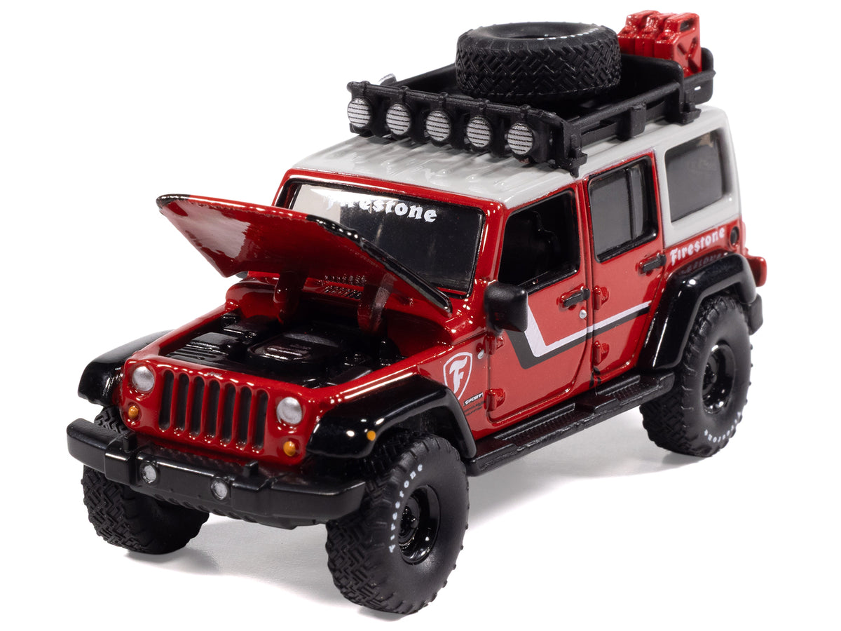 2018 Jeep Wrangler JK Unlimited Sport "Firestone Field Agent" Red with Graphics and Gray Top with Roof Rack "Big Country Collectibles" 2025 Series 1/64 Diecast Model Car