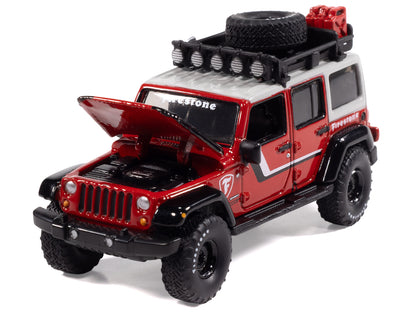 2018 Jeep Wrangler JK Unlimited Sport "Firestone Field Agent" Red with Graphics and Gray Top with Roof Rack "Big Country Collectibles" 2025 Series 1/64 Diecast Model Car