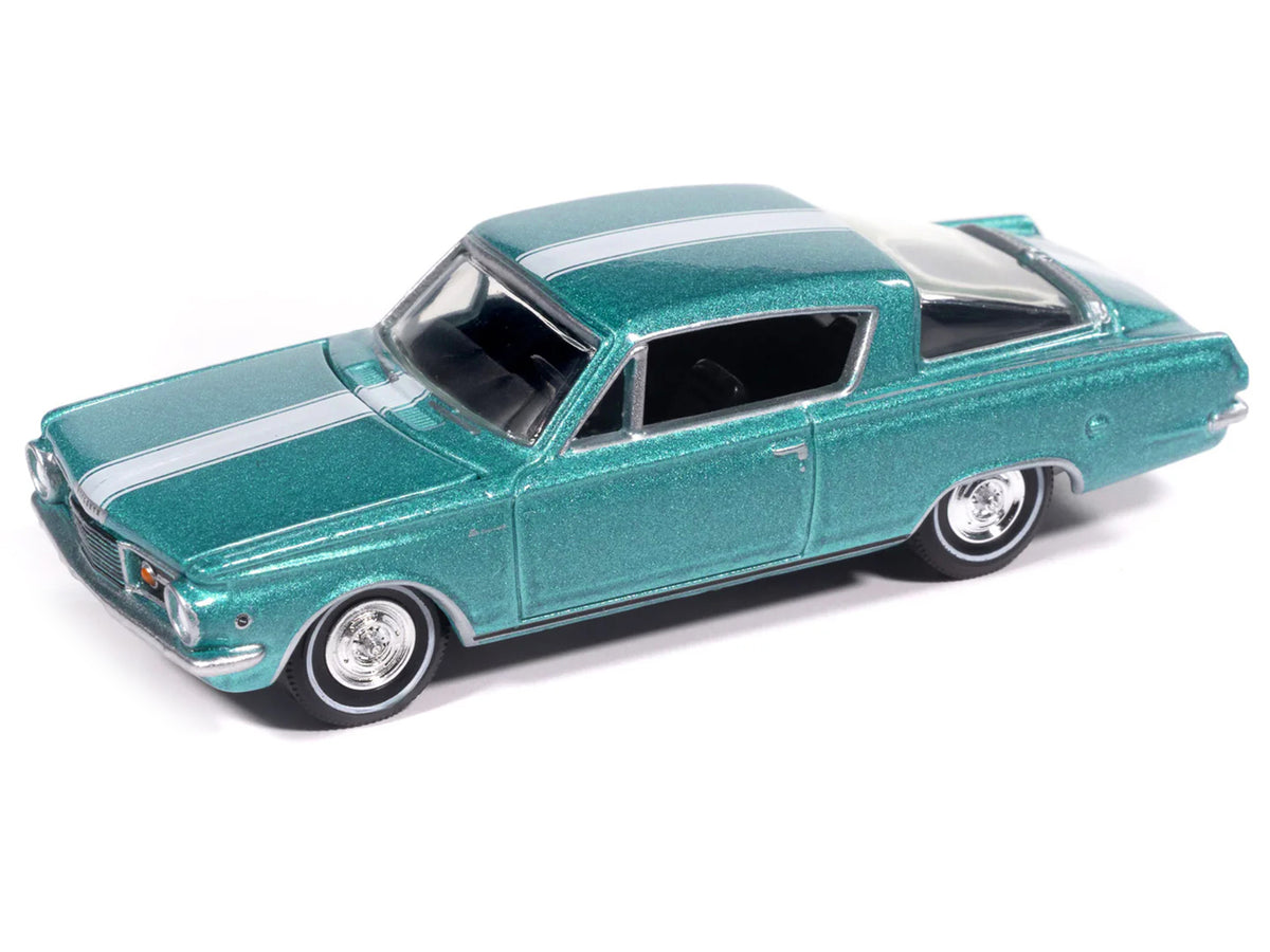 1965 Plymouth Barracuda Formula S Turquoise Metallic with White Stripe "Vintage Muscle" Series 1/64 Diecast Model Car