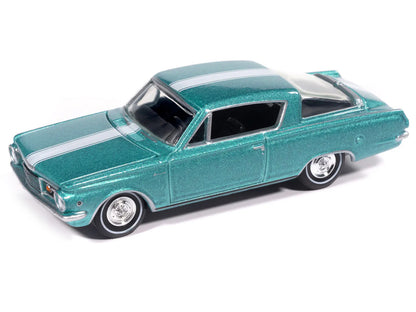 1965 Plymouth Barracuda Formula S Turquoise Metallic with White Stripe "Vintage Muscle" Series 1/64 Diecast Model Car