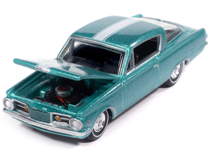 1965 Plymouth Barracuda Formula S Turquoise Metallic with White Stripe "Vintage Muscle" Series 1/64 Diecast Model Car
