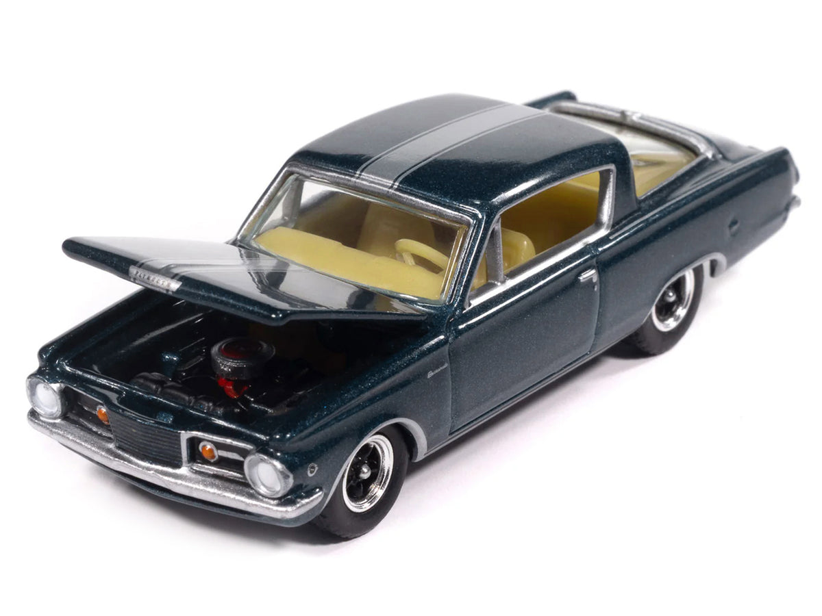 1965 Plymouth Barracuda Formula S Dark Blue Metallic with Silver Stripe "Vintage Muscle" Series 1/64 Diecast Model Car