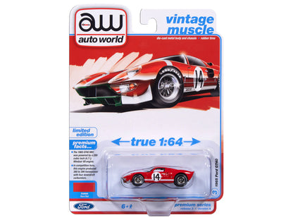 1965 Ford GT40 #14 Red with White Stripes "Vintage Muscle" Series 1/64 Diecast Model Car
