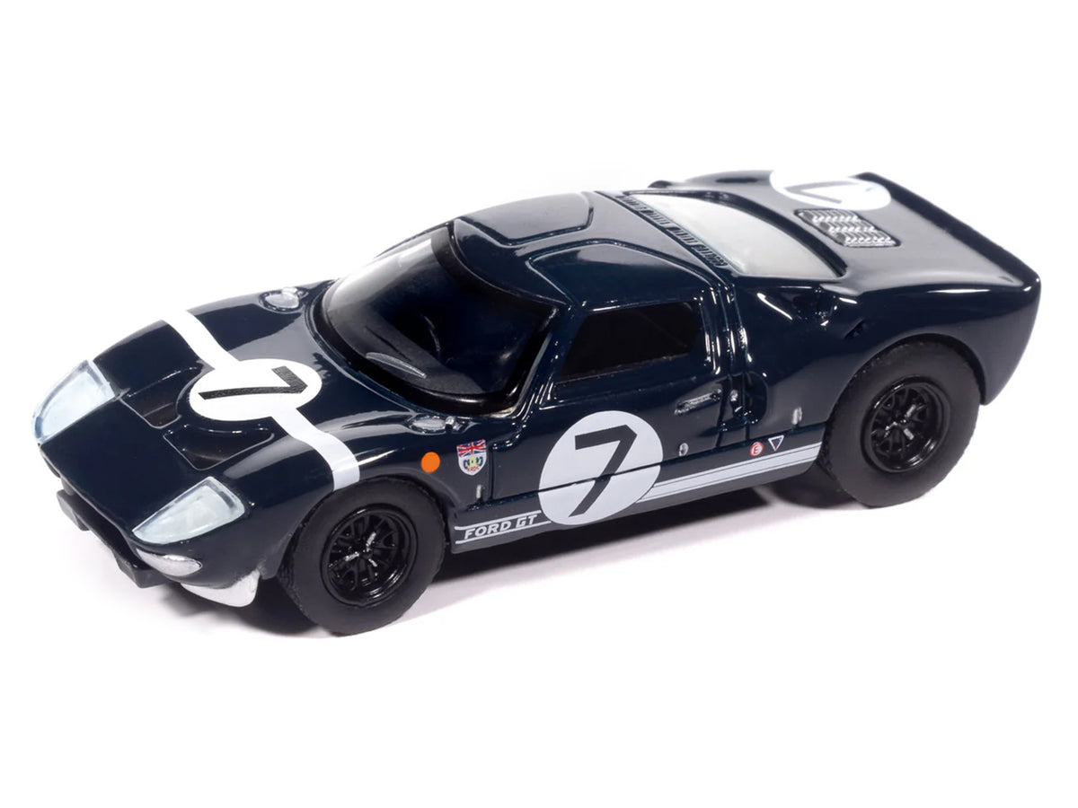 1965 Ford GT40 #7 Blue Black with White Stripes "Vintage Muscle" Series 1/64 Diecast Model Car