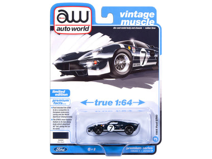 1965 Ford GT40 #7 Blue Black with White Stripes "Vintage Muscle" Series 1/64 Diecast Model Car