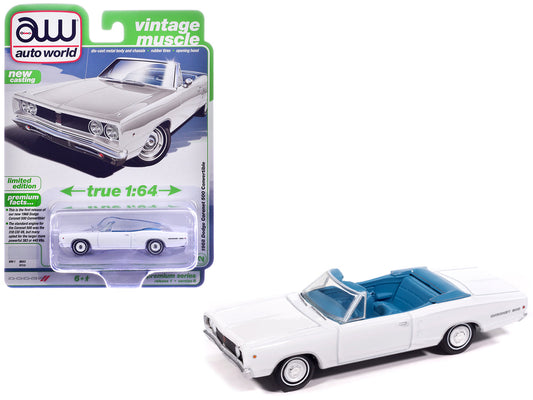 1968 Dodge Coronet 500 Convertible White with Blue Interior "Vintage Muscle" Series 1/64 Diecast Model Car