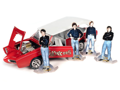 Monkeemobile Red with White Top and Interior "The Monkees" with Four Monkees Figure Cutouts "Silver Screen Machines" Series 1/18 Diecast Model Car