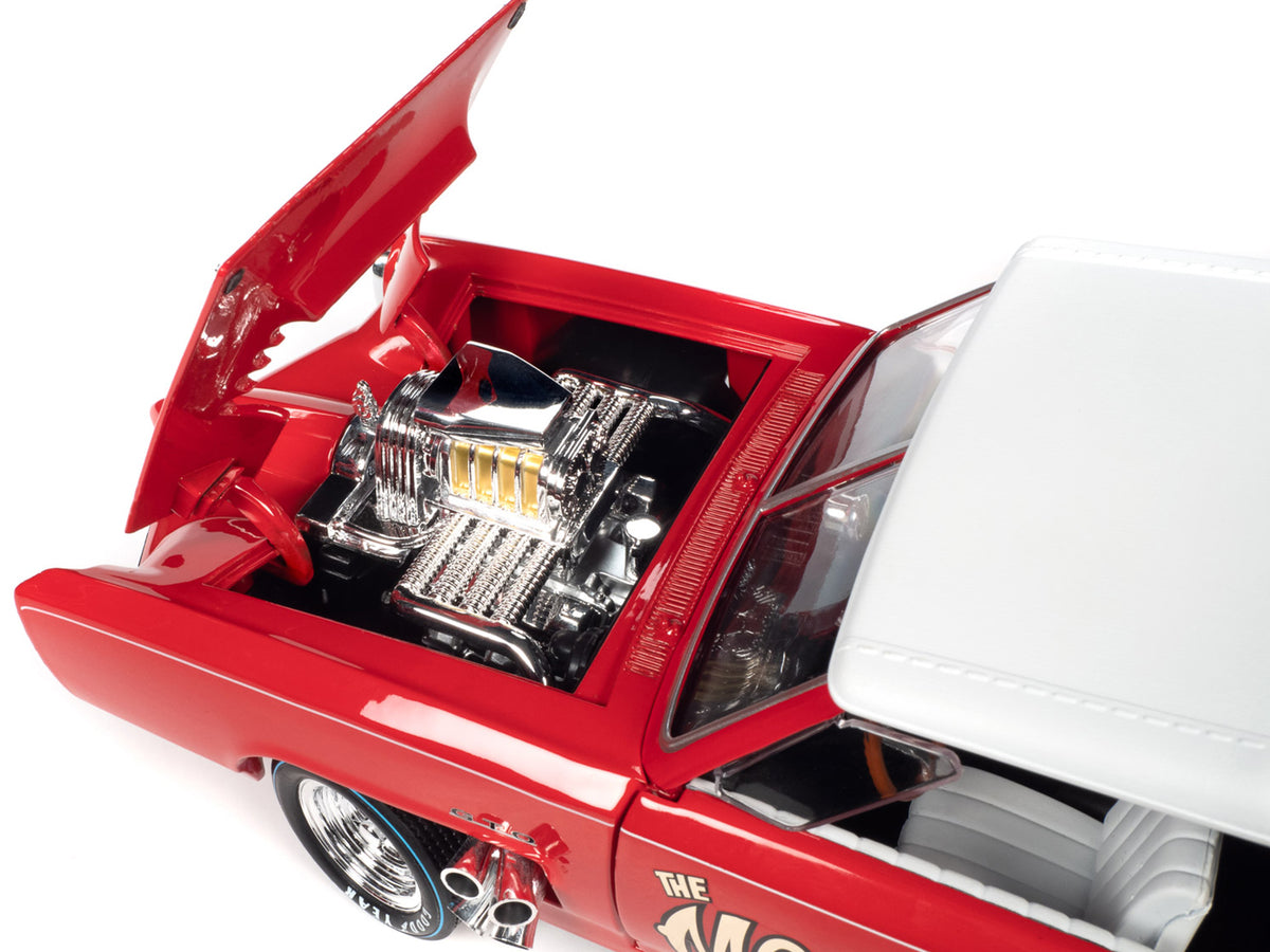 Monkeemobile Red with White Top and Interior "The Monkees" with Four Monkees Figure Cutouts "Silver Screen Machines" Series 1/18 Diecast Model Car