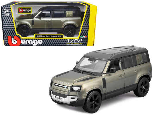 2022 Land Rover Defender 110 Green Metallic with Black Top and Sunroof 1/24 Diecast Model Car