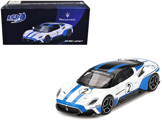 Maserati MC20 #2 White with Blue Stripes and Black Top "Maserati Performance Experience" 1/64 Diecast Model Car