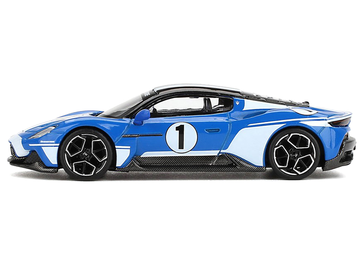 Maserati MC20 #1 Blue with White Stripes and Black Top "Maserati Performance Experience" 1/64 Diecast Model Car