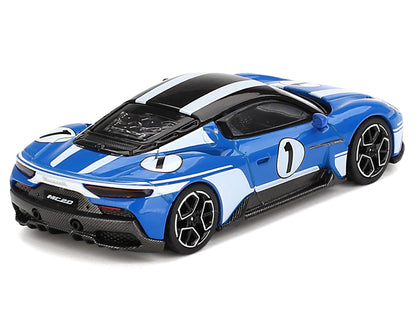 Maserati MC20 #1 Blue with White Stripes and Black Top "Maserati Performance Experience" 1/64 Diecast Model Car