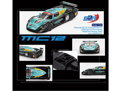 Maserati MC12 Competizione #1 Michael Bartels - Andrea Bertolini - Eric van de Poele - Stephane Sarrazin "Vitaphone Racing Team" Winner "24 Hours of Spa" (2008) 1/64 Diecast Model Car