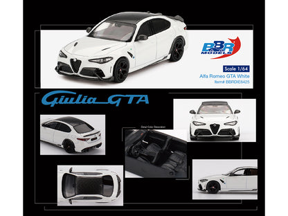 Alfa Romeo Giulia GTA White with Carbon Top 1/64 Diecast Model Car
