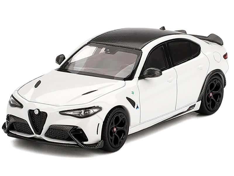 Alfa Romeo Giulia GTA White with Carbon Top 1/64 Diecast Model Car