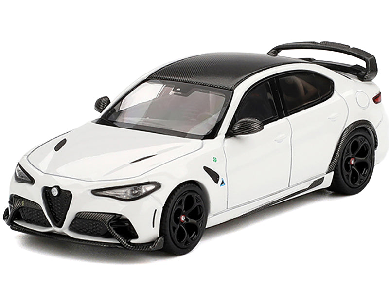 Alfa Romeo Giulia GTAm White with Carbon Top 1/64 Diecast Model Car